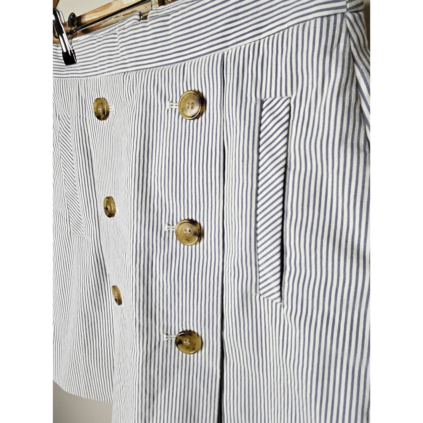 J. Crew lined Railroad Stripe Seersucker Mini Skirt Ladies size 00