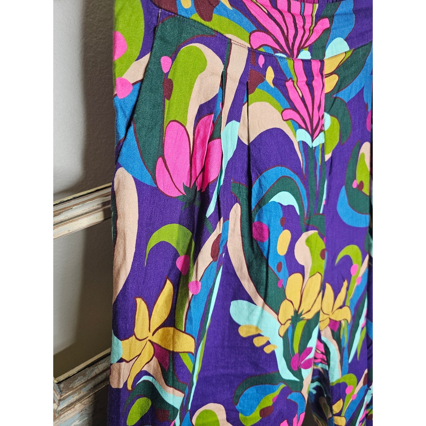 INC International Concepts Retro Mod Print Wide Leg Pants size 10