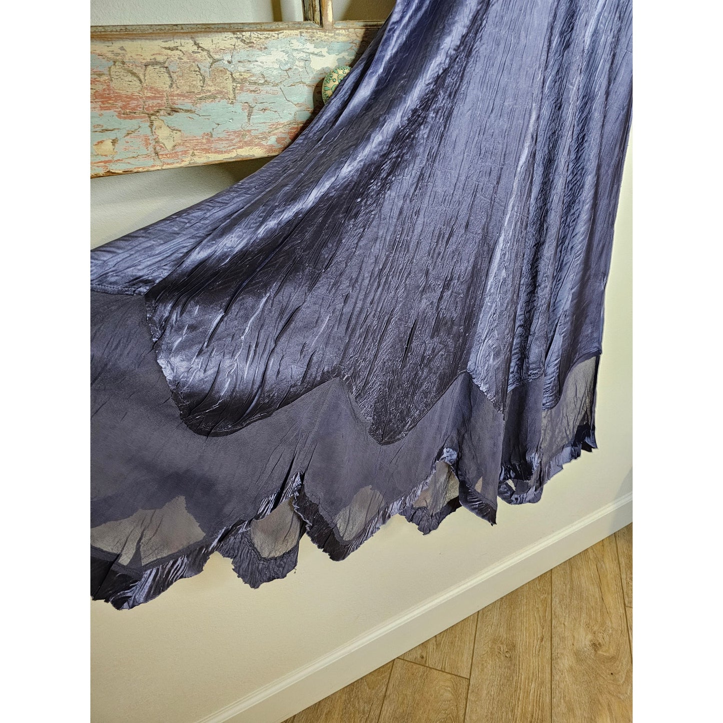 Komarov Blue Sleeveless lightweight Handkerchief Hem Ladies Dress size Small