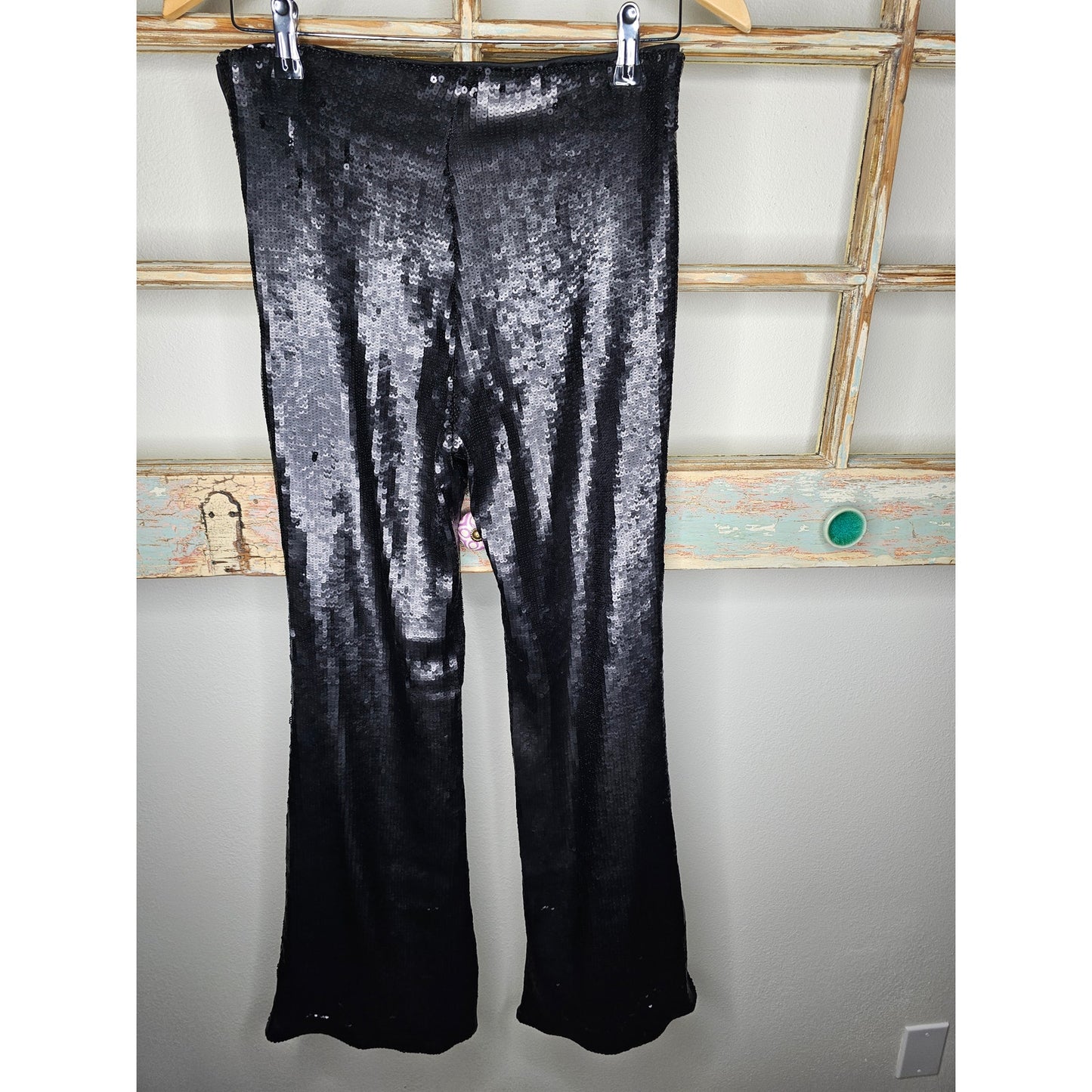 Future Collective X Kahlana Barfield Brown Sequence Bell Bottom Pants Size 6