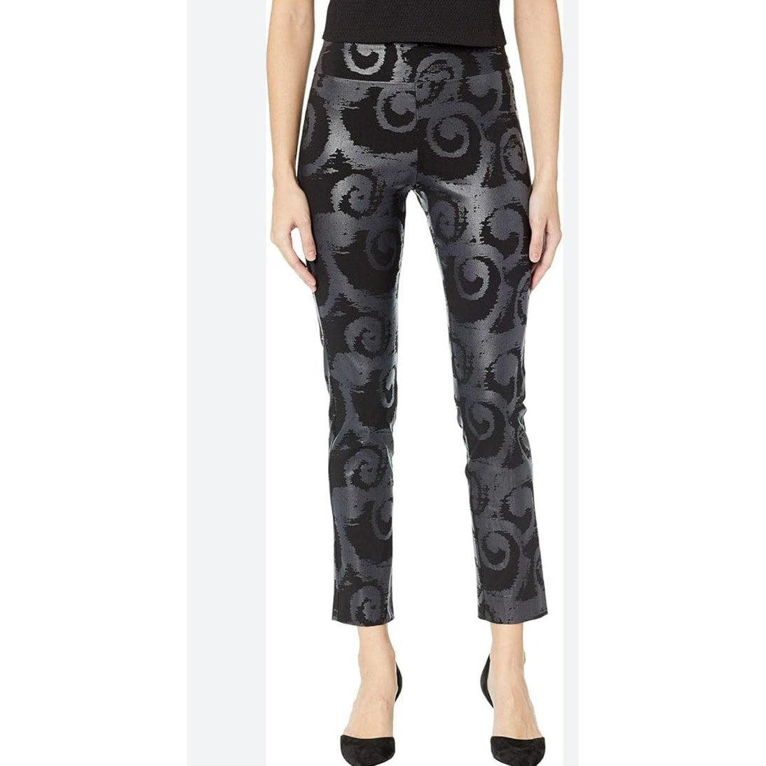 Krazy Larry Pull-on Ankle Pants Black Swirls Ladies size 10