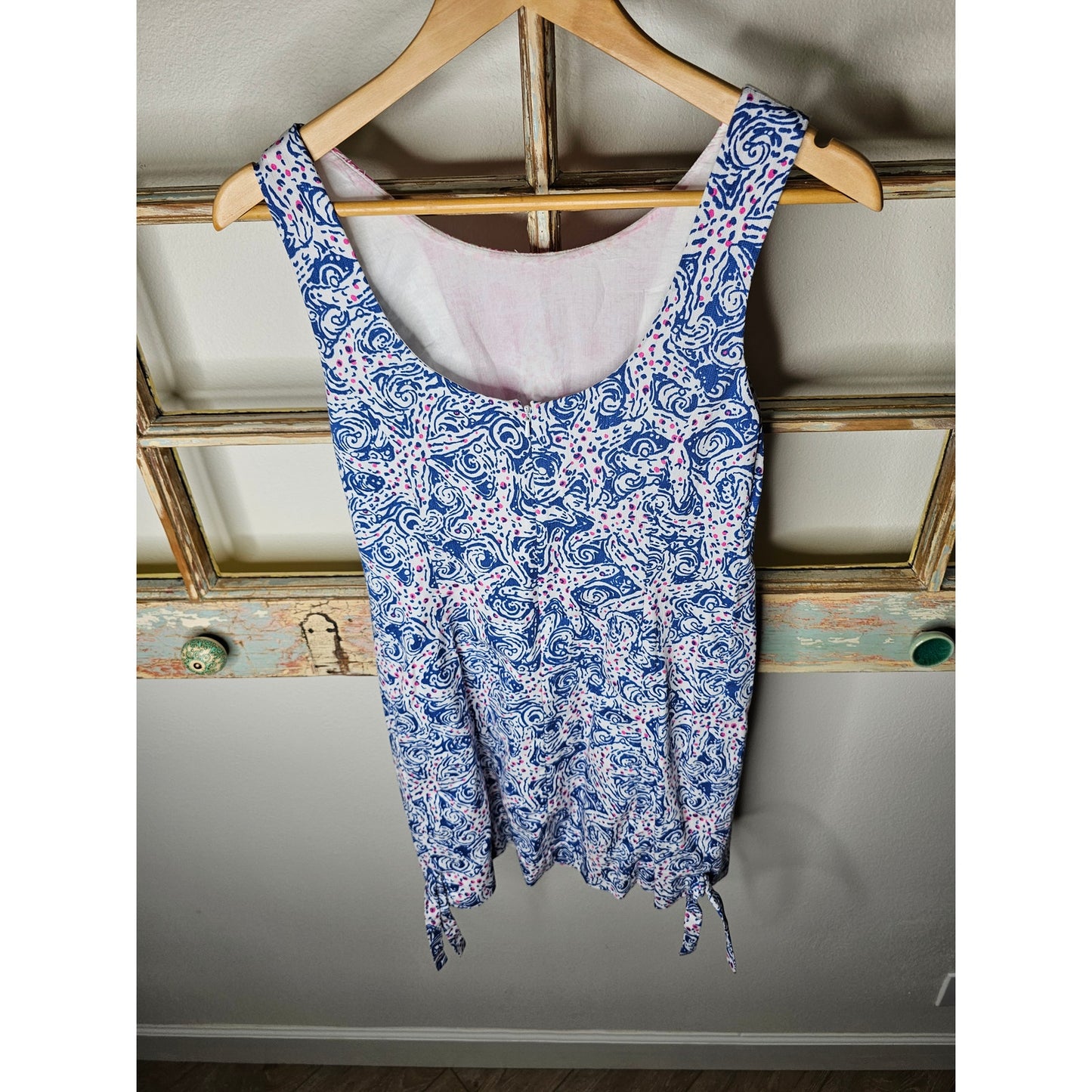 Lilly Pulitzer Starfish Pink, Blue & White Shift Dress Ladies Size 2