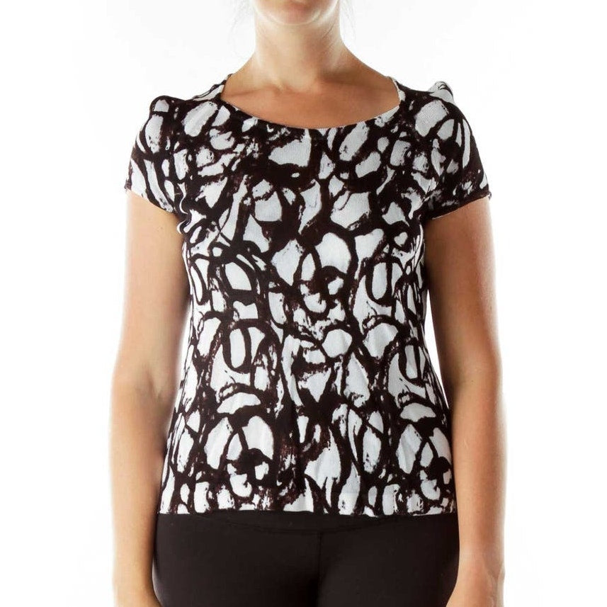 Two Piece Jones NY Brown/White Short Sleeve & Cardigan Size 3X