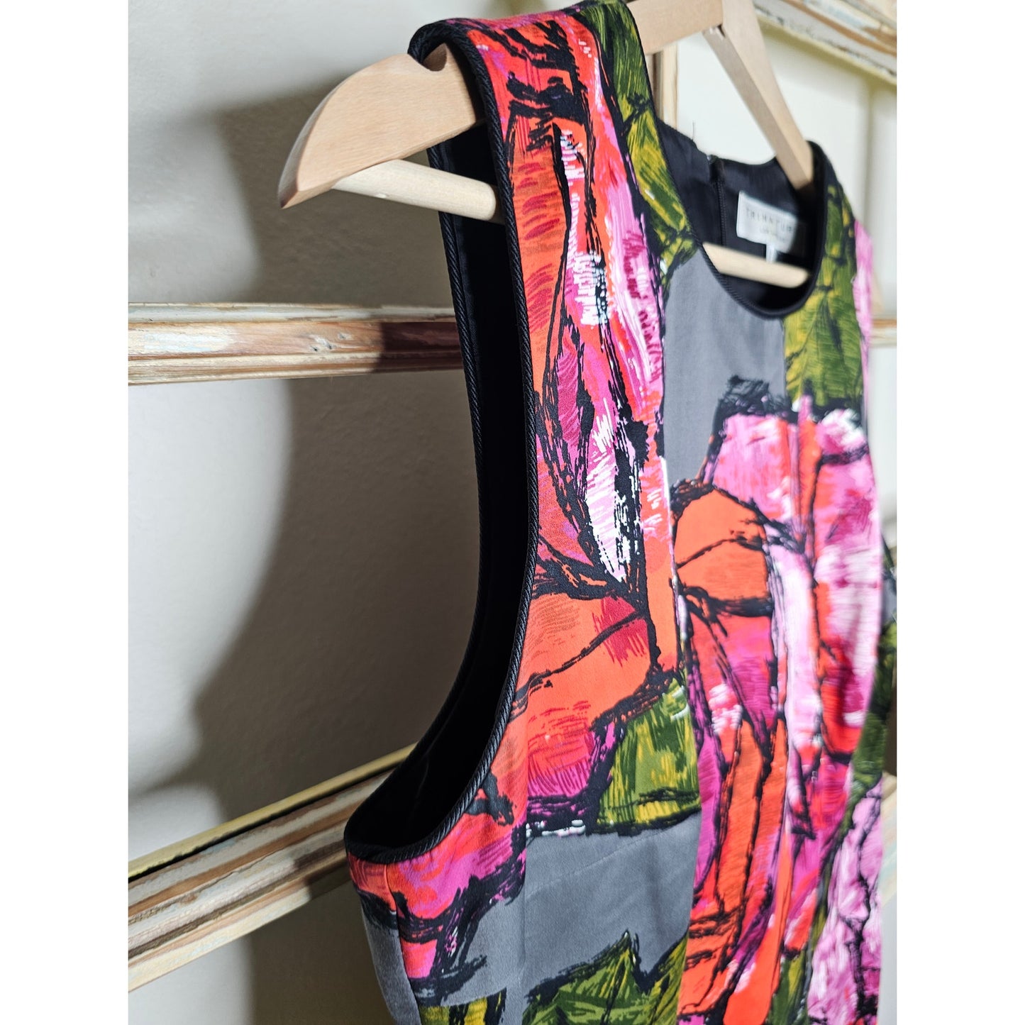 Trina Turk Mirren Rose Floral Print Sheath Dress Silk Blend Size 8