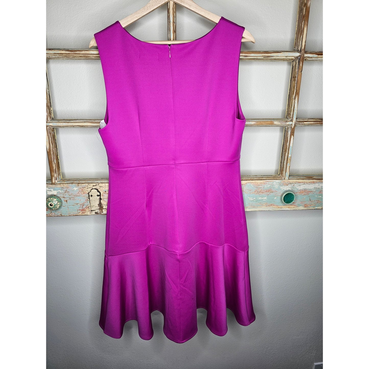 NWT Neiman Marcus Magenta Bateau Neckline Mini Dress Size Large