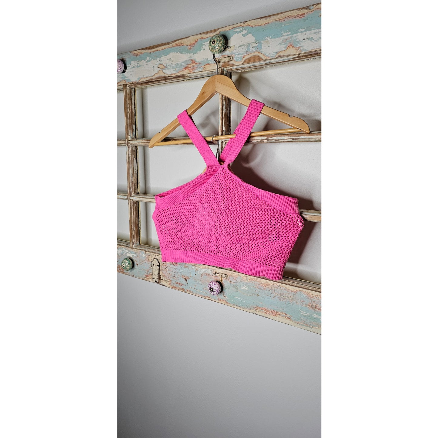 NWT Zara Pink Knit Crop Tank Top Ladies Size Large