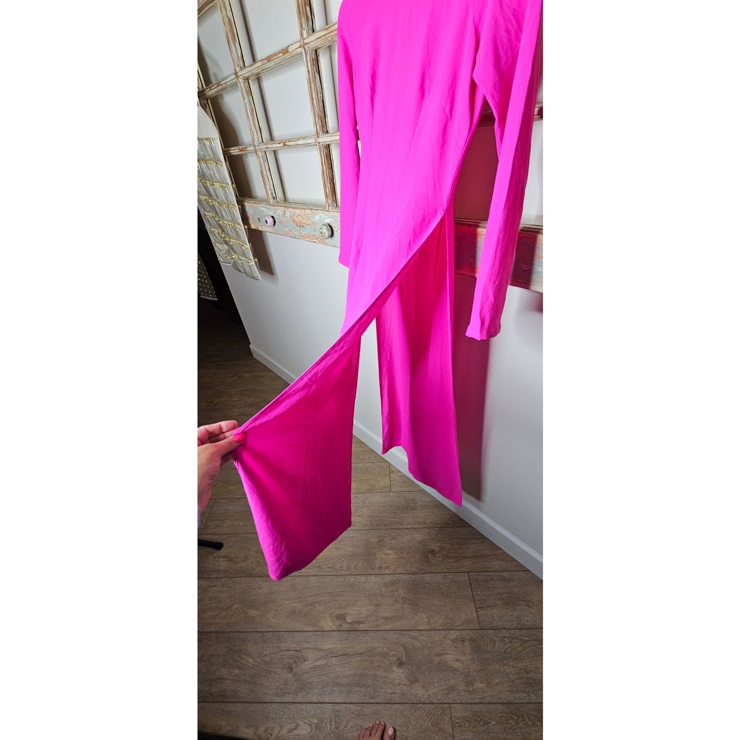 Silk Vibrant Fuchsia Duster Top with high side slits Ladies size XS