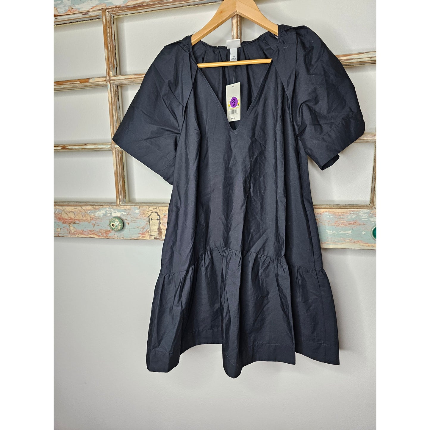 NWT Women's Flutter Short sleeve Mini Poplin Dress Size XS