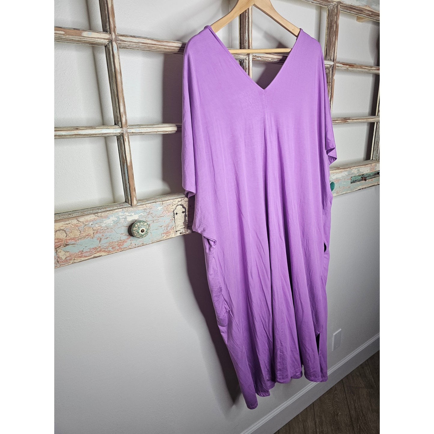 NWOT Ava & Viv Purple Kaftan Side Slits / Pockets Ladies size 2x
