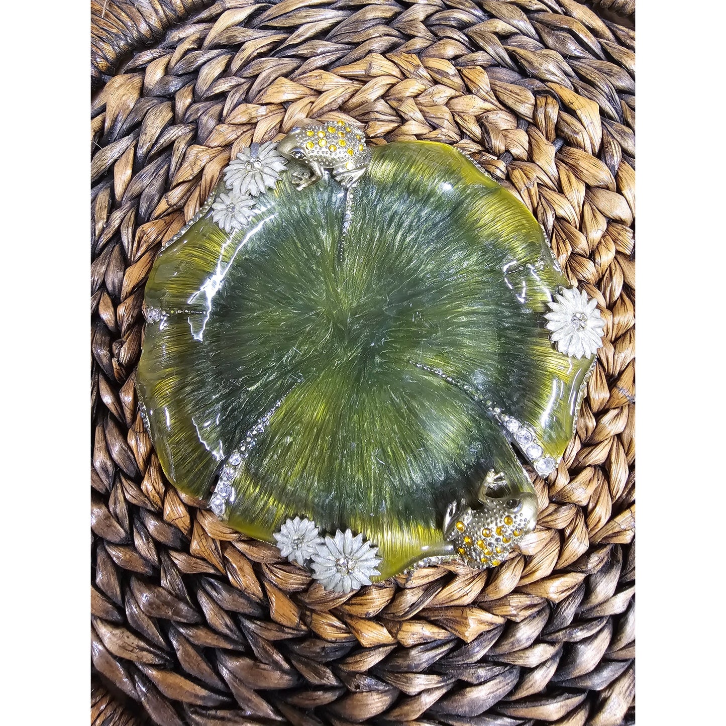 Lily Pad Jeweled Trinket Dish Frogs & Flowers Jewelry dish