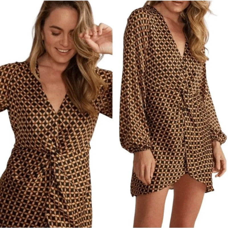 NWT Minkpink Valentina Wrap Mini Dress Ladies size XS