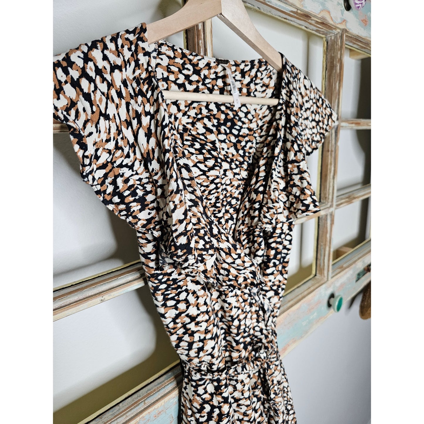 Free People Wrap Dress French Quarter Animal Print Mini Ladies size Medium