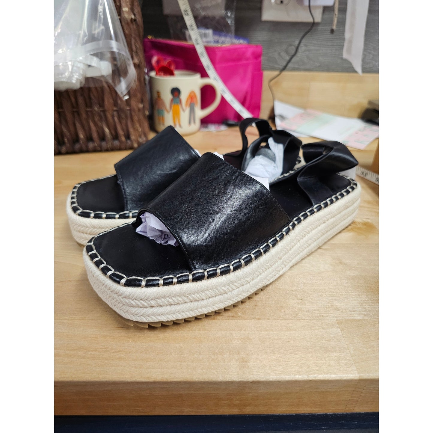 NWT Asos Design Joyful Flatform Espadrilles in black ladies size 7