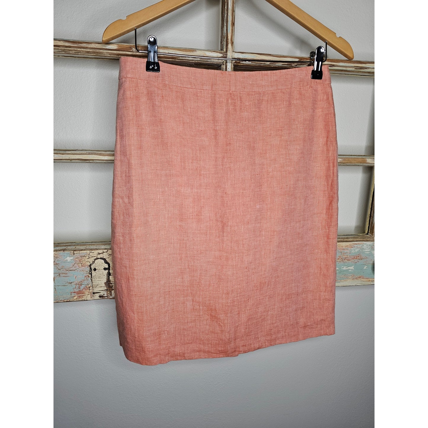 J.Crew Linen Marled Light Red Knee Length Lined Skirt Size 6