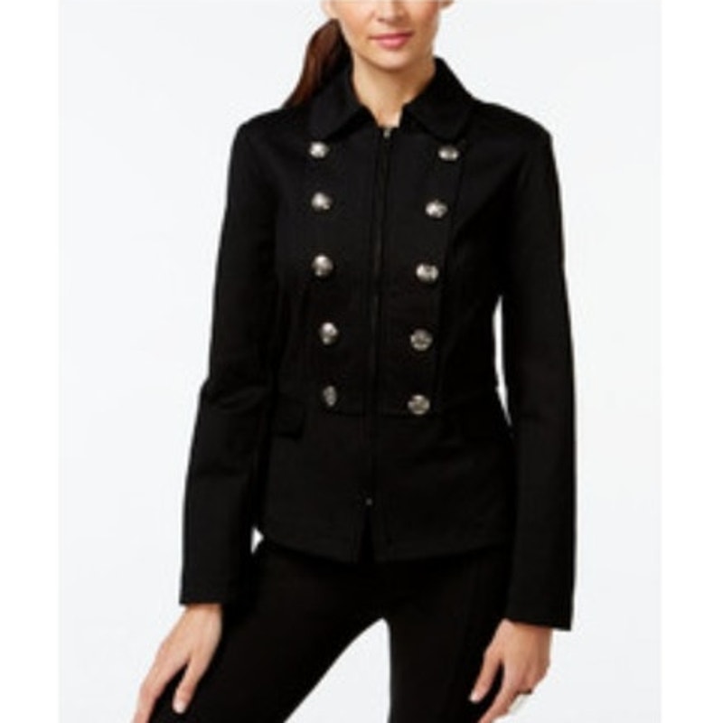 INC International Concepts Black Zip Front Military Jackets Size Small