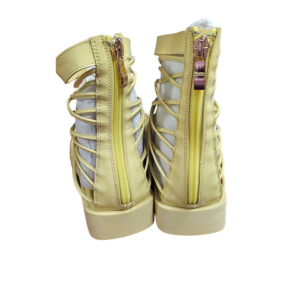 NIB Vivienne Hu Patent Leather Butter Nut Gladiator Sandals Size 37 / 8