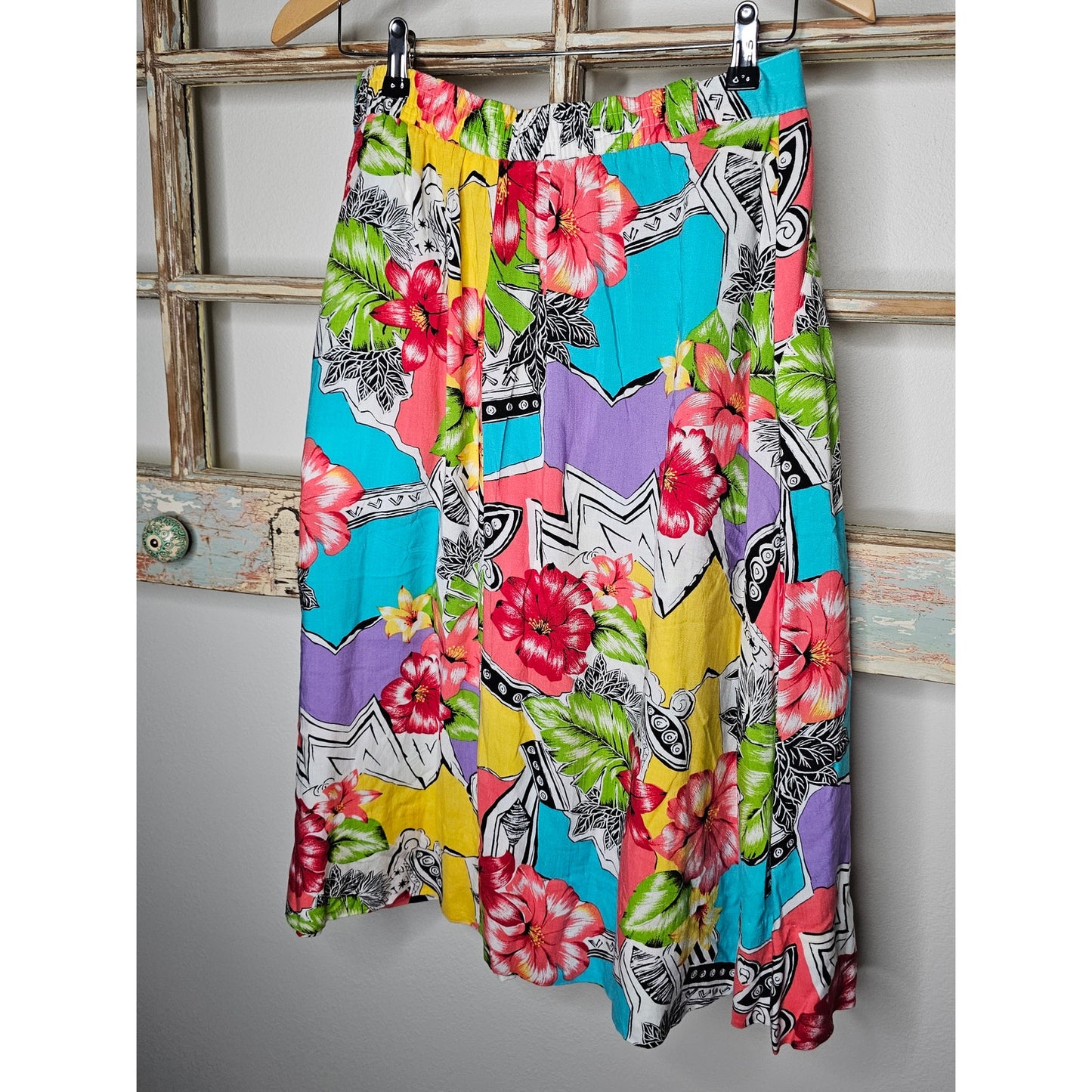 Vintage Novelty Print 80's SK & Company Pleated Skirt Size 29" waist