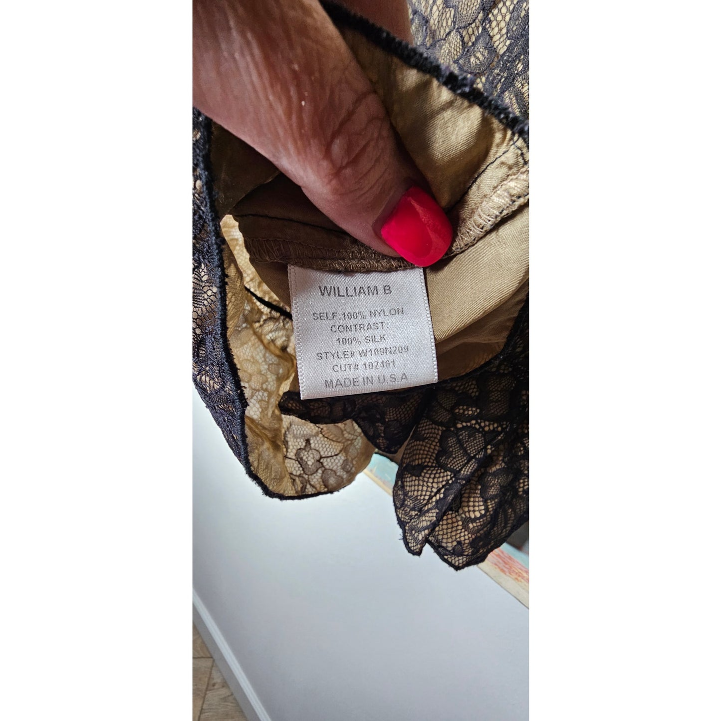 William B Lace Top with flutter lace shoulder strap size small