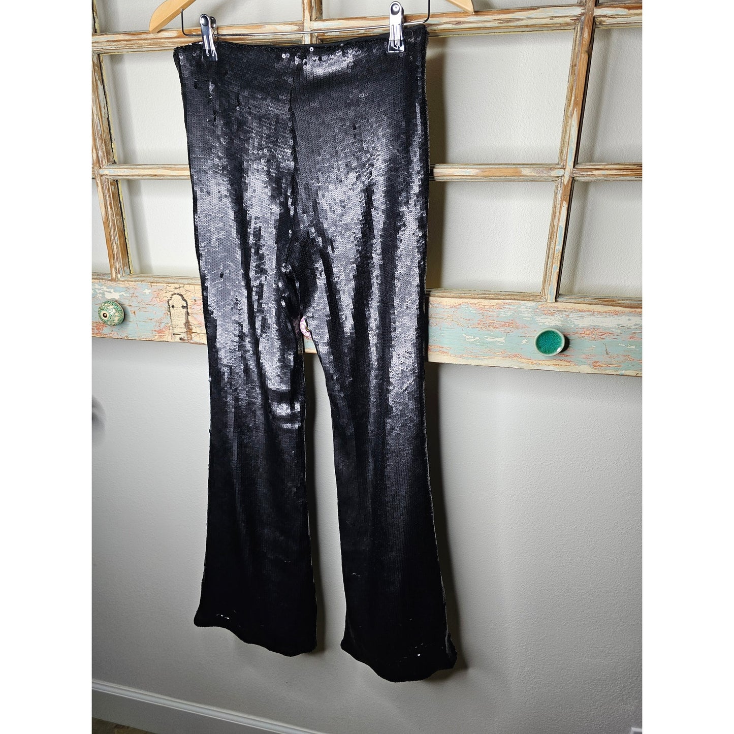 Future Collective X Kahlana Barfield Brown Sequence Bell Bottom Pants Size 6