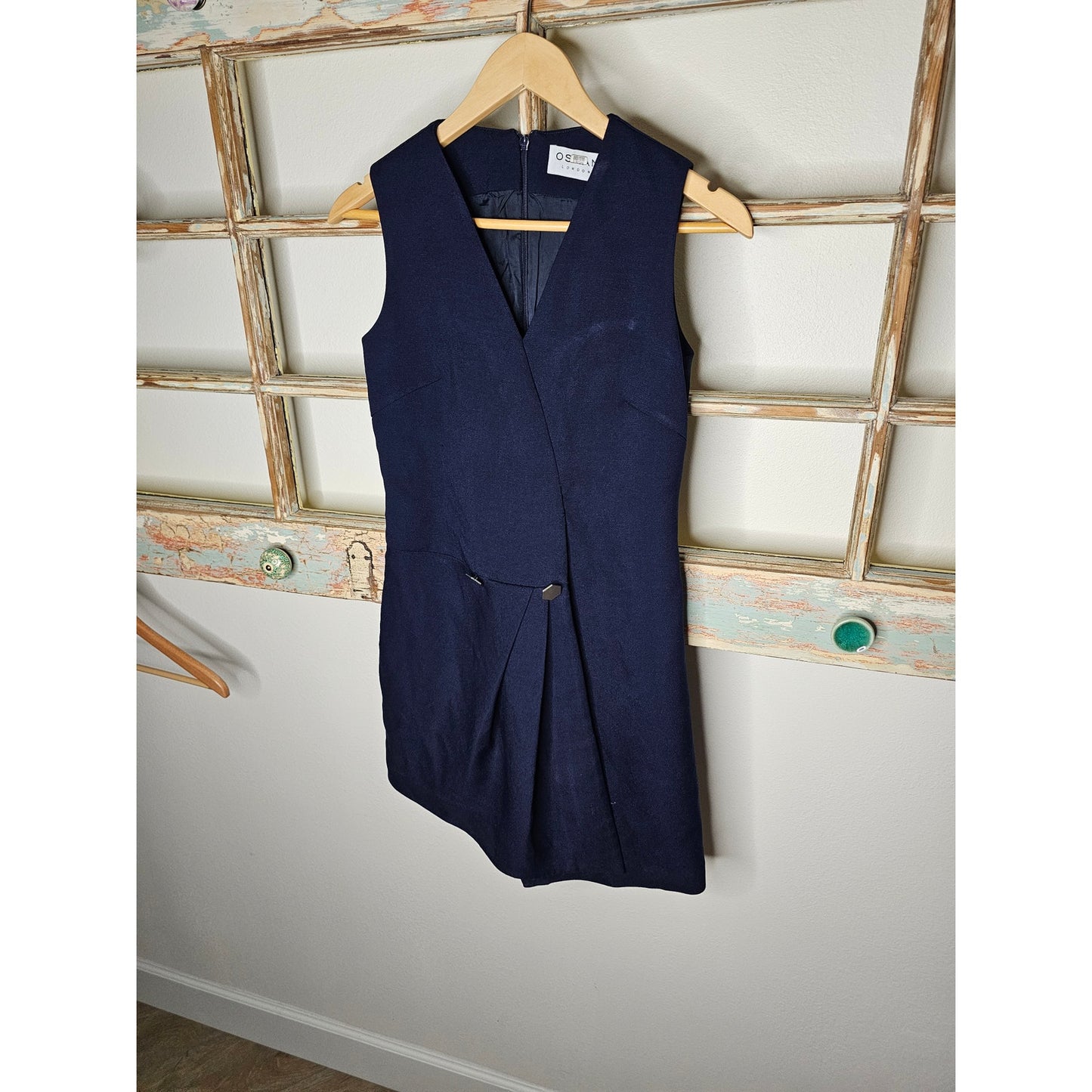 Osman Asymmetrical Navy Blue Sleeveless Suit Dress Ladies size 2