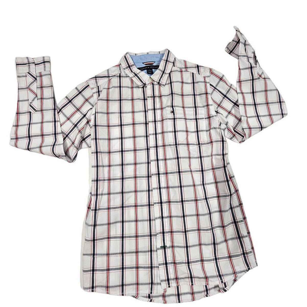 Tommy Hilfiger Plaid Button Down Boys Medium Top Size 12/14