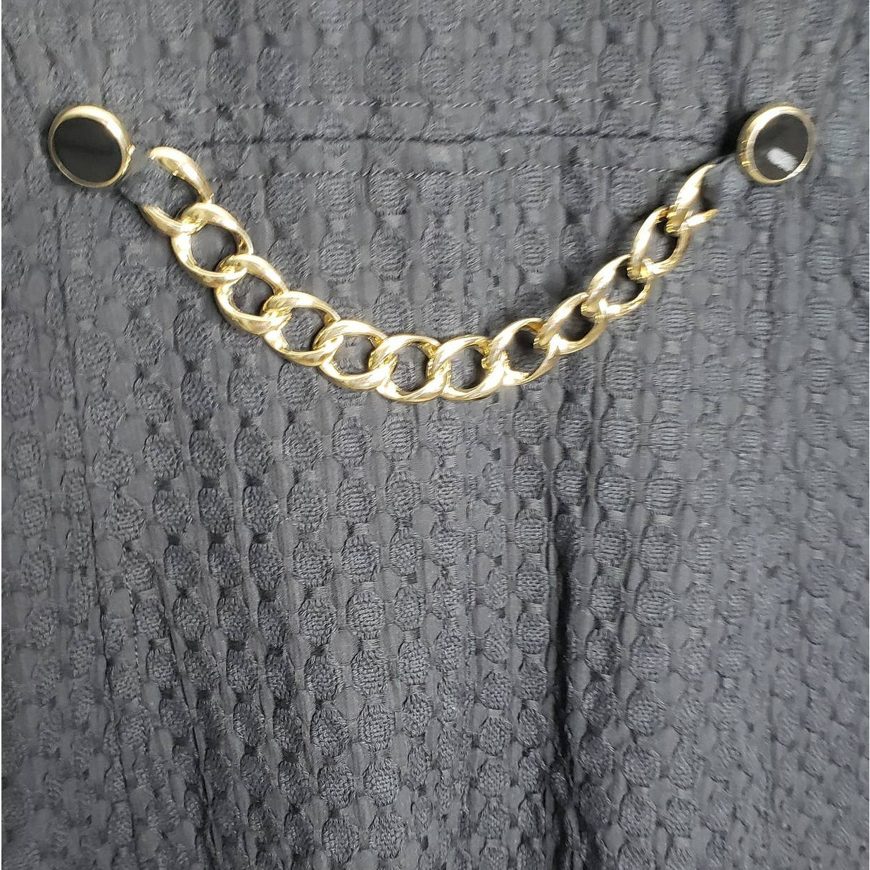 MILLY Basketweave cotton coat in black with gold accents size 8