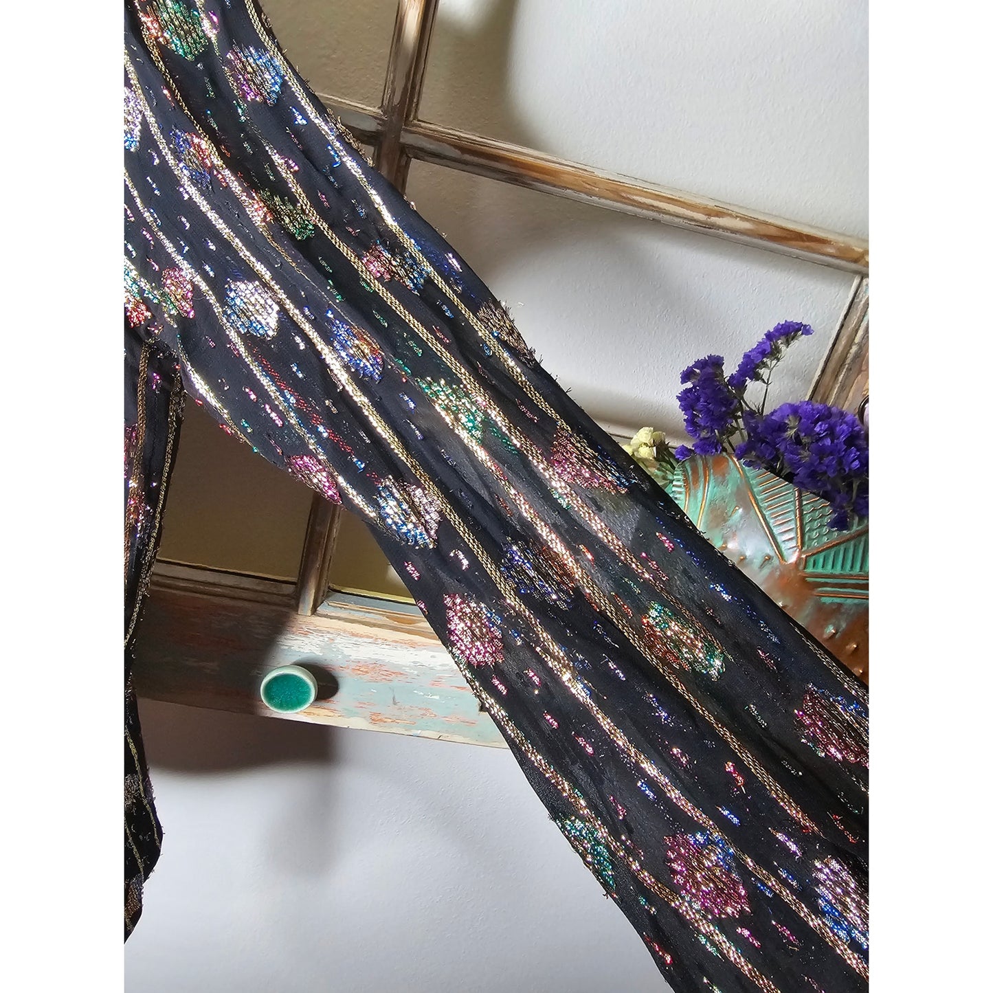 Vintage Lizzy & Johnny Wrap Blouse with Metallic Ladies size 16