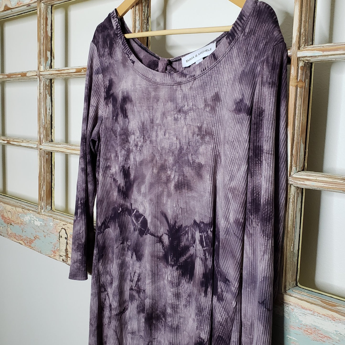 Emma & Michele Dress Plum Tie Dye Coloration XL midi length