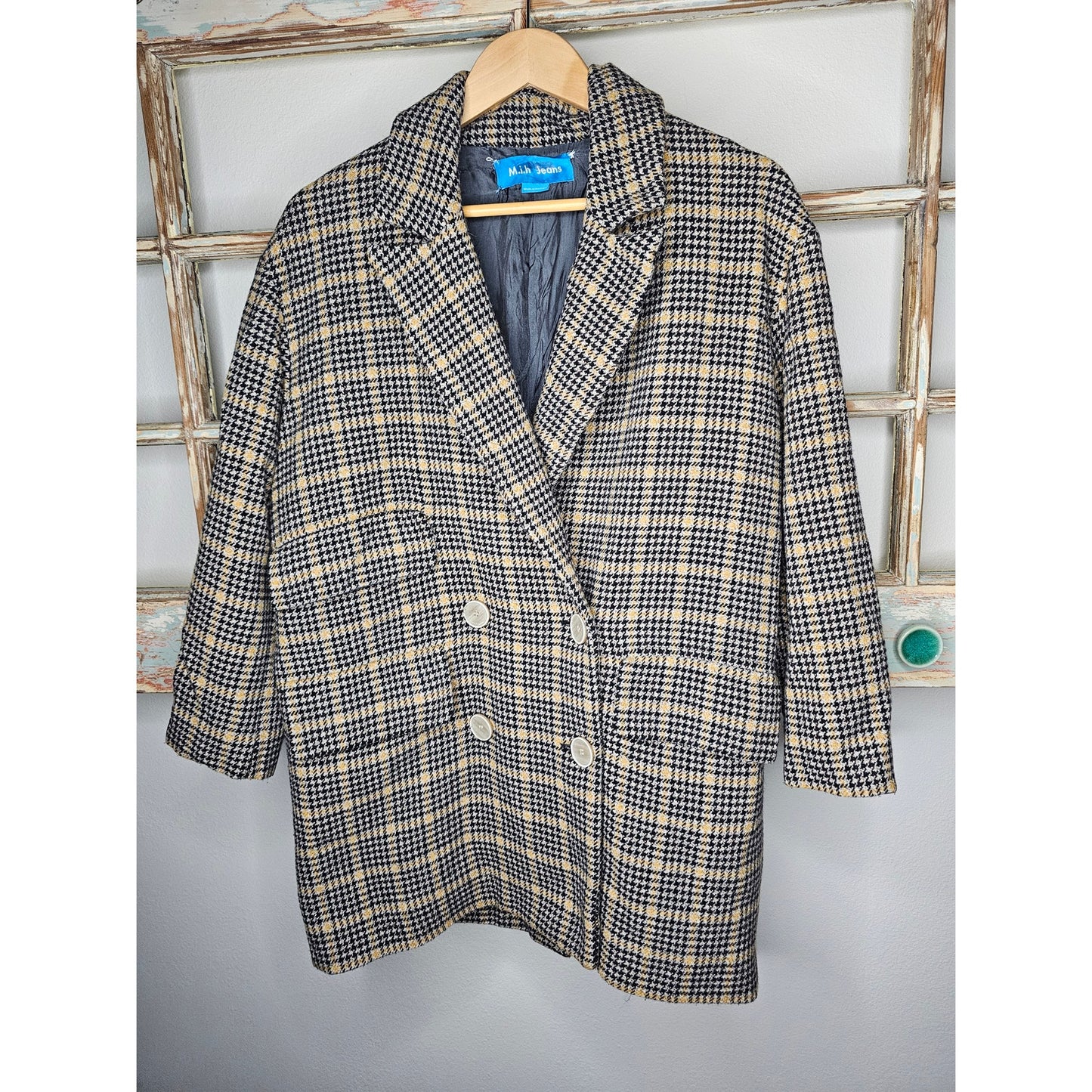 M.I.H Tweed Double Breasted Coat with pockets size Large