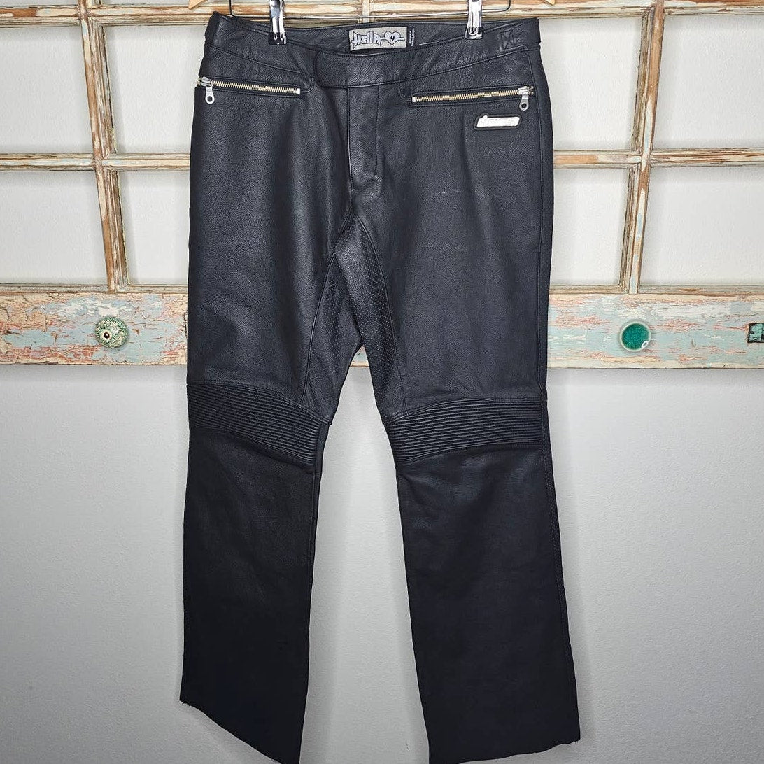 Icon Hella Ladies Motorcycle Street Riding Leather Pants size 9
