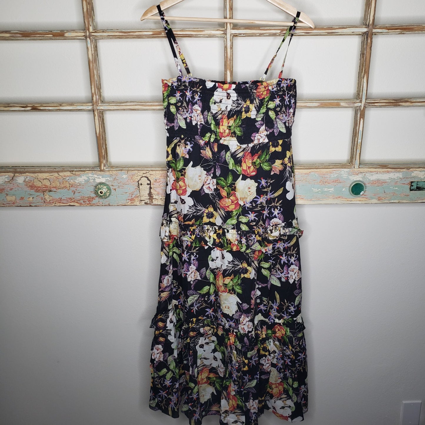NWT Floral Tiered Midi Sundress with adjustable Straps by INC ladies size Small