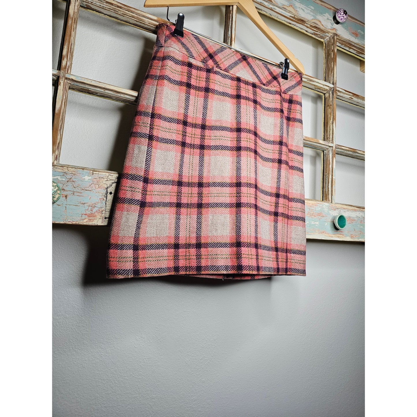 L.L. Bean lined Wool Blend Plaid Favorite Fit Skirt size 8 petite