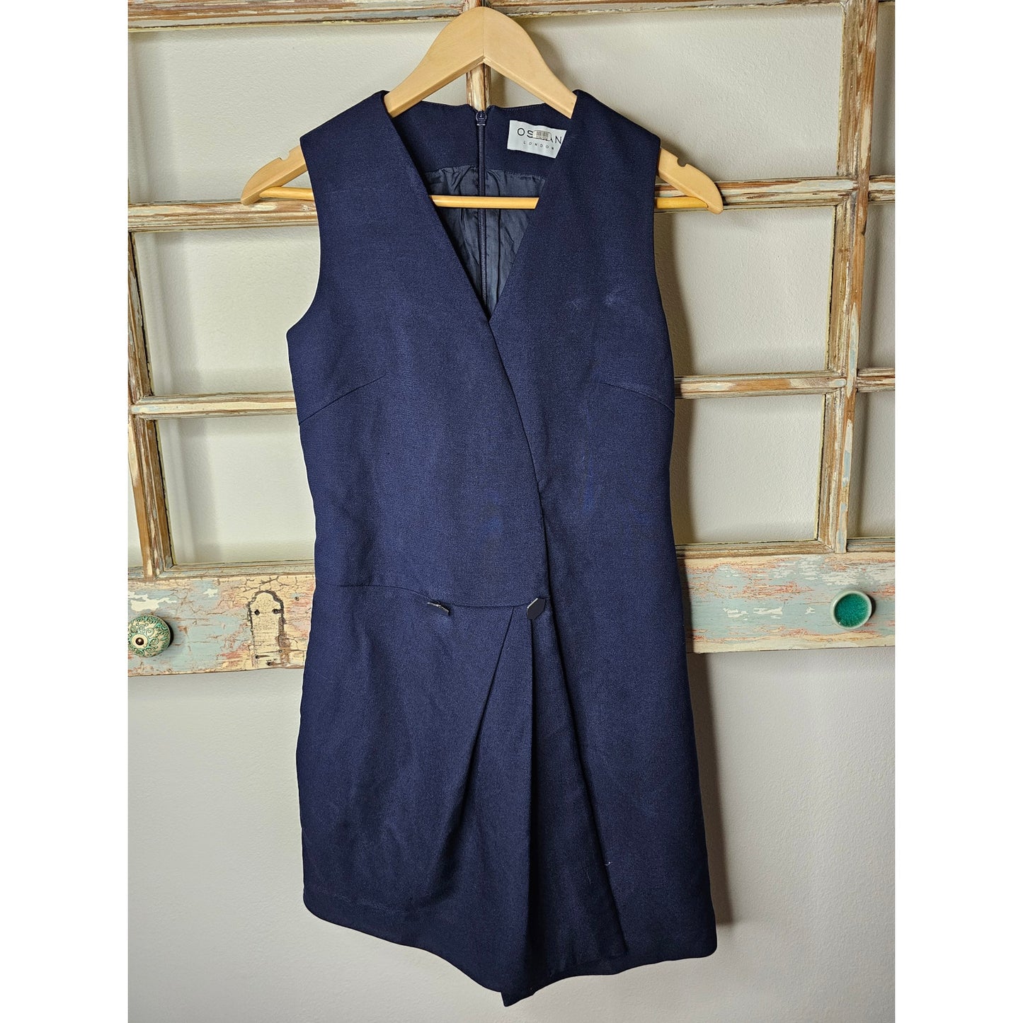Osman Asymmetrical Navy Blue Sleeveless Suit Dress Ladies size 2