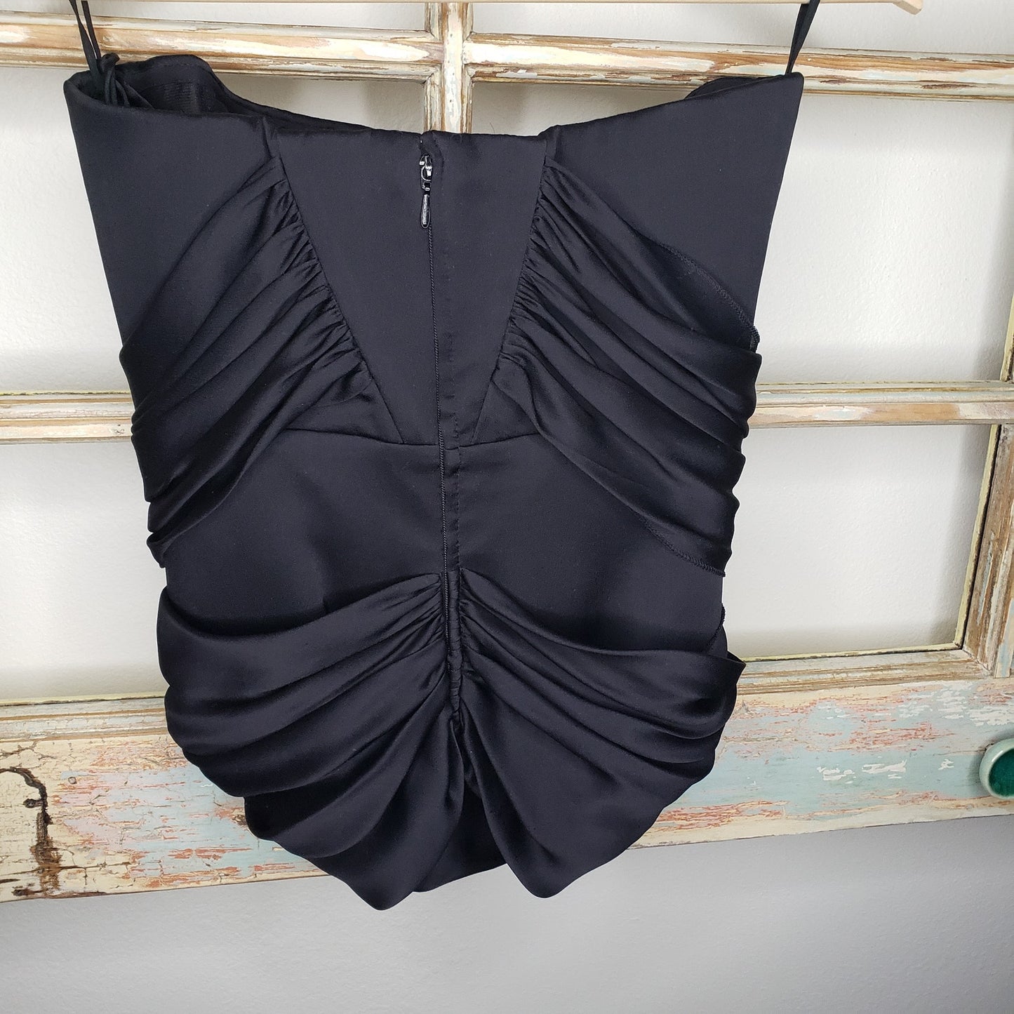 Giorgio Armani Black Mirrored Silk Strapless Bustier Ladies size 40 / US 4