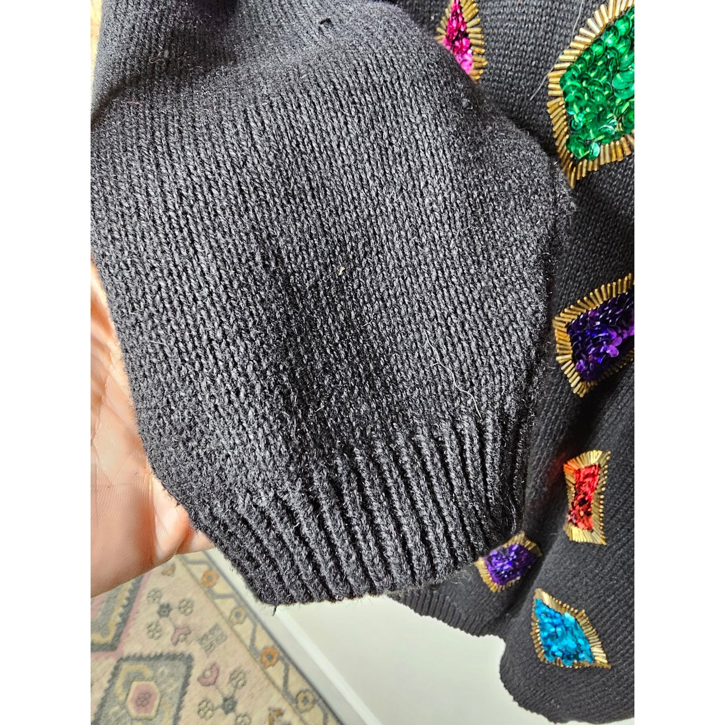 Vintage Barbara Scott Black Sweater with Sequence Ladies size Large