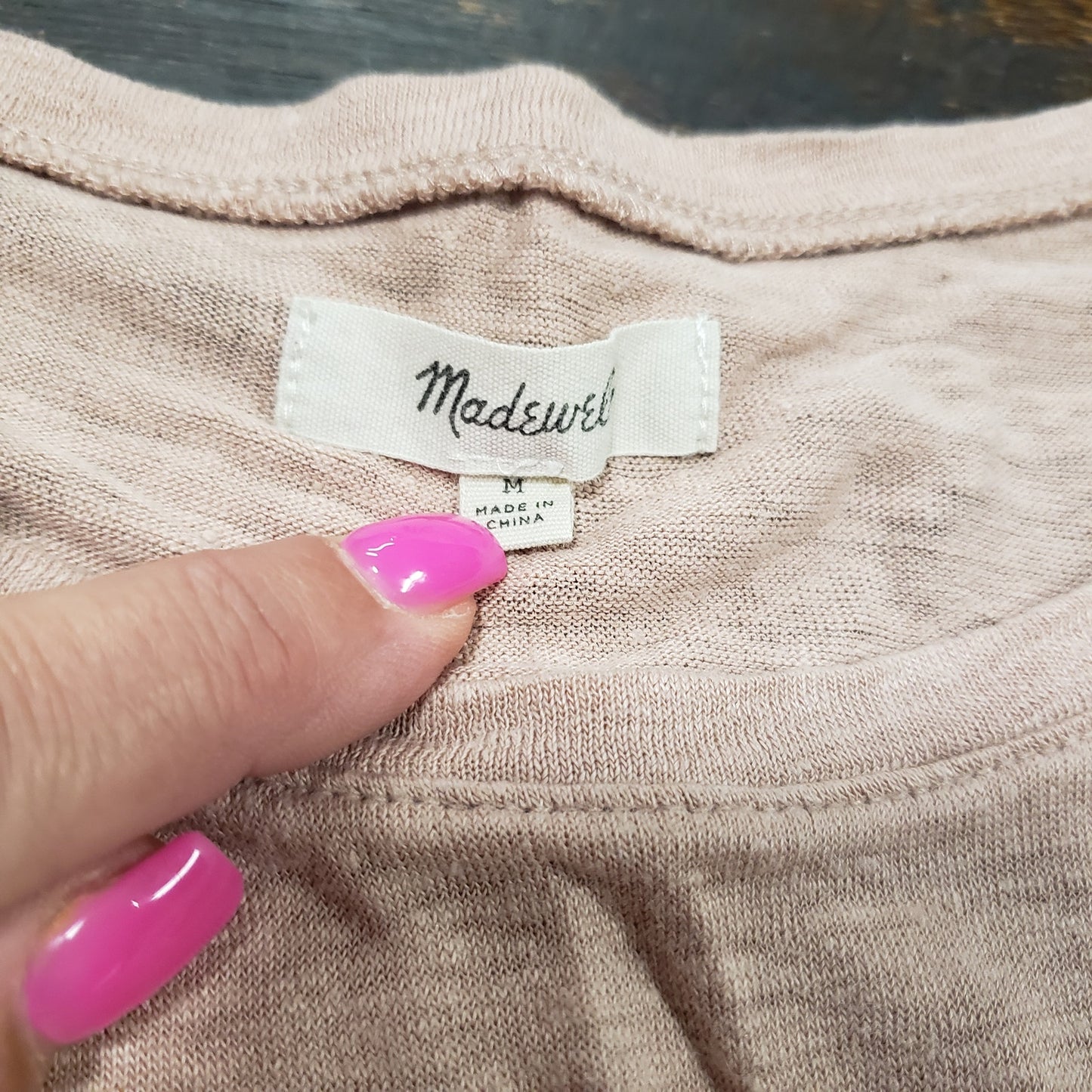 Madewell short sleeve top in rose shade with peplum in size medium