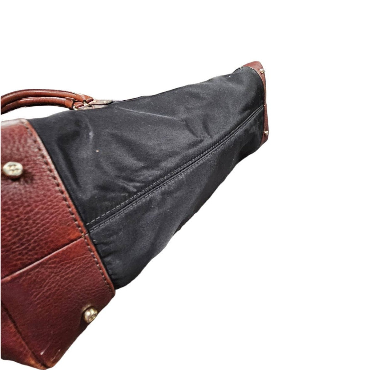 Kate Spade New York Black Nylon Shoulder Bag with Brown Leather Accents