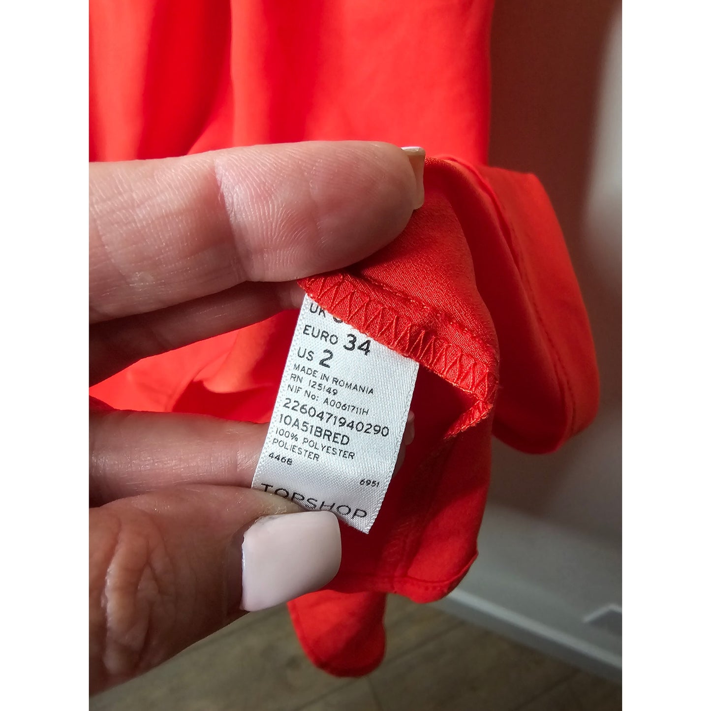 Topshop Red High/ Low Scoop Neck Dress Size 2