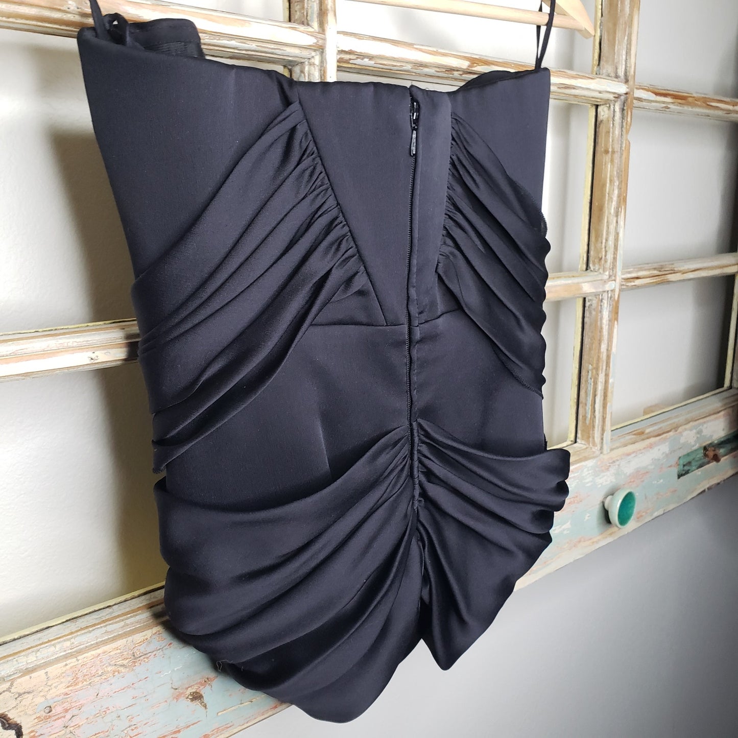 Giorgio Armani Black Mirrored Silk Strapless Bustier Ladies size 40 / US 4
