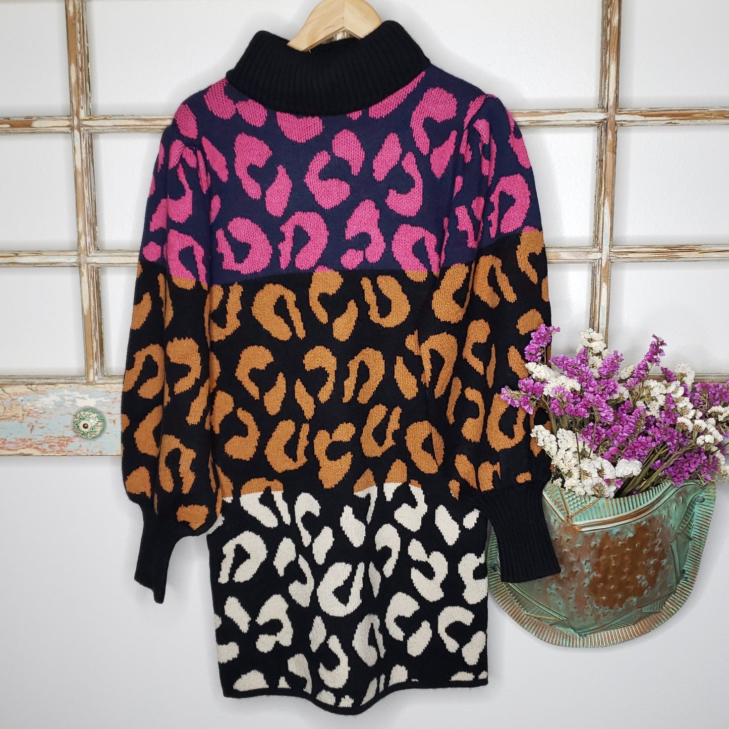 FARM RIO DRESS NWT Mixed Leopard sweater dress size XS