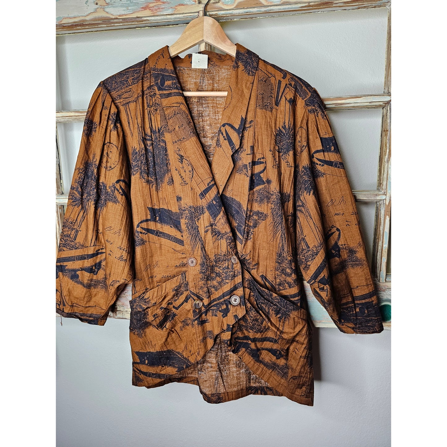 Vintage Cotton Aviation Double breasted blazer with pockets size 8