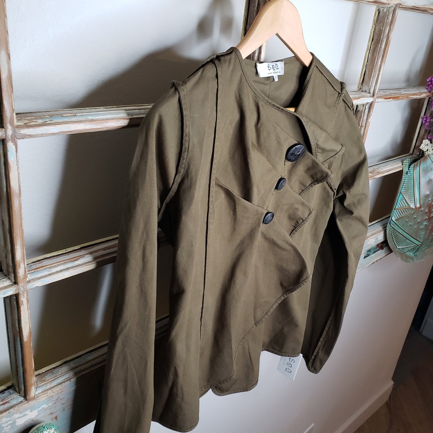 Sea New York Army Green Ruffle Jacket Ladies size 2 NWT
