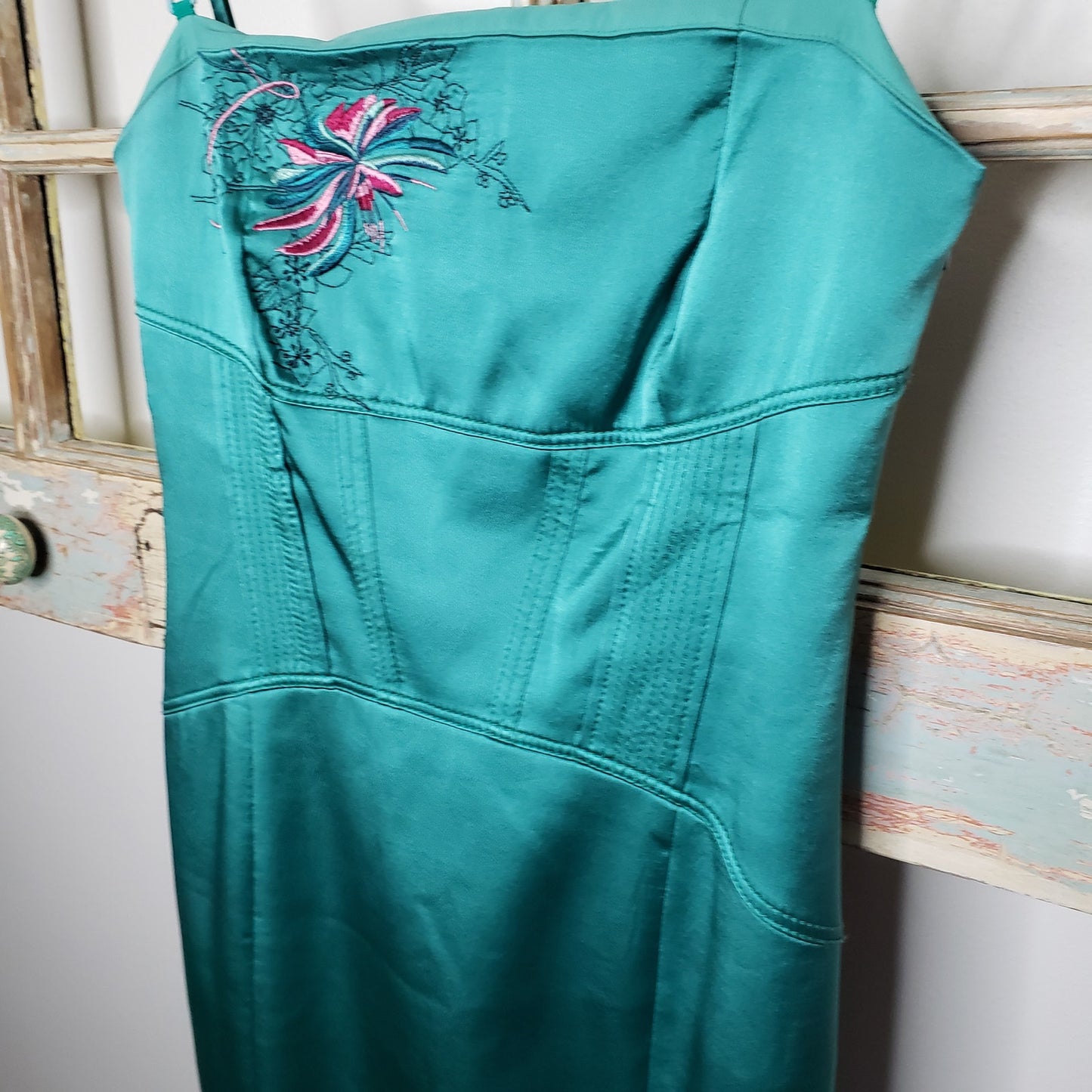 Karen Millen lined Silk Corset embroidered dress ladies size 8