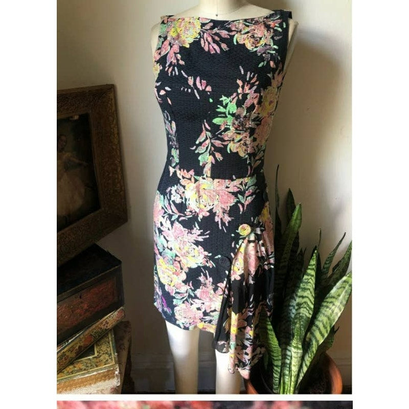 Emanuel Ungaro Rose Fondo Nero floral dress size 46 / US 12