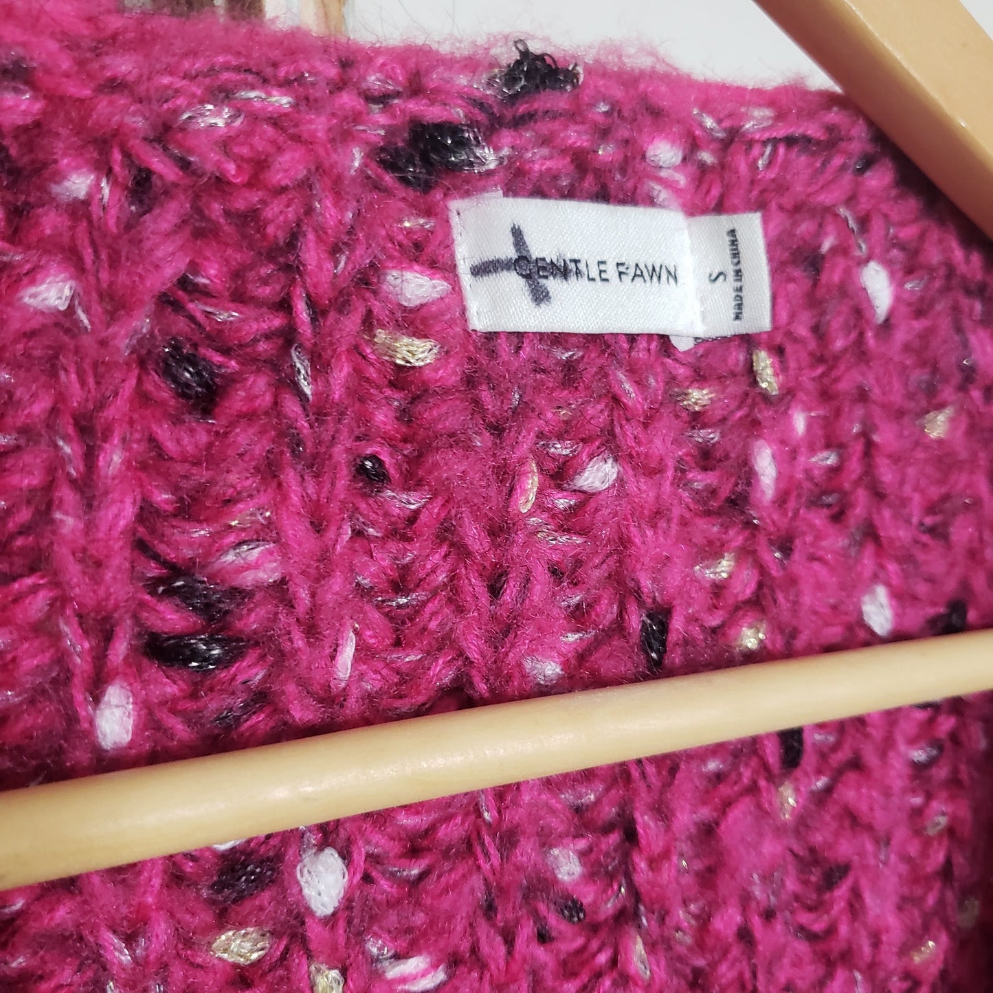 Gentle Fawn Chunky Pink Knit Cardigan Sweater size Small