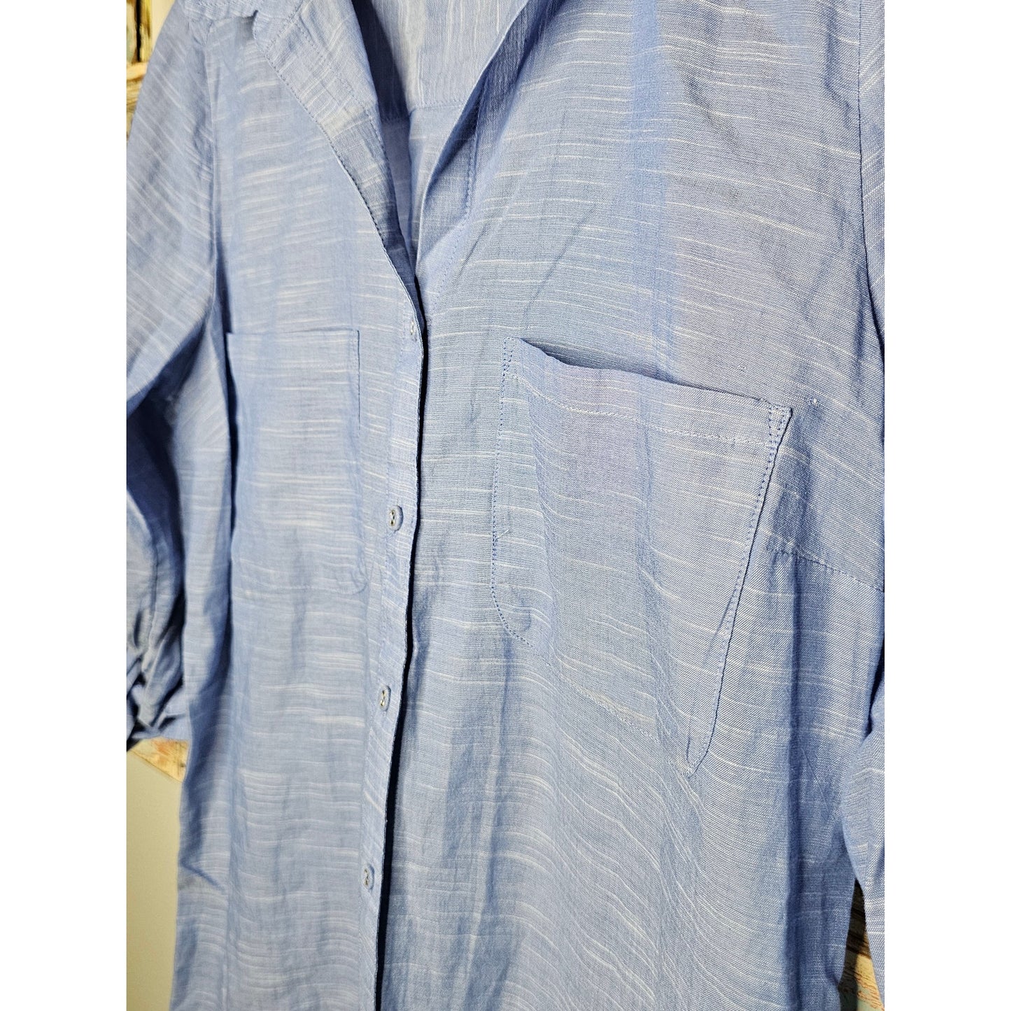 M & S Collection Button Up Cotton long Tunic / Shirt Dress size 10
