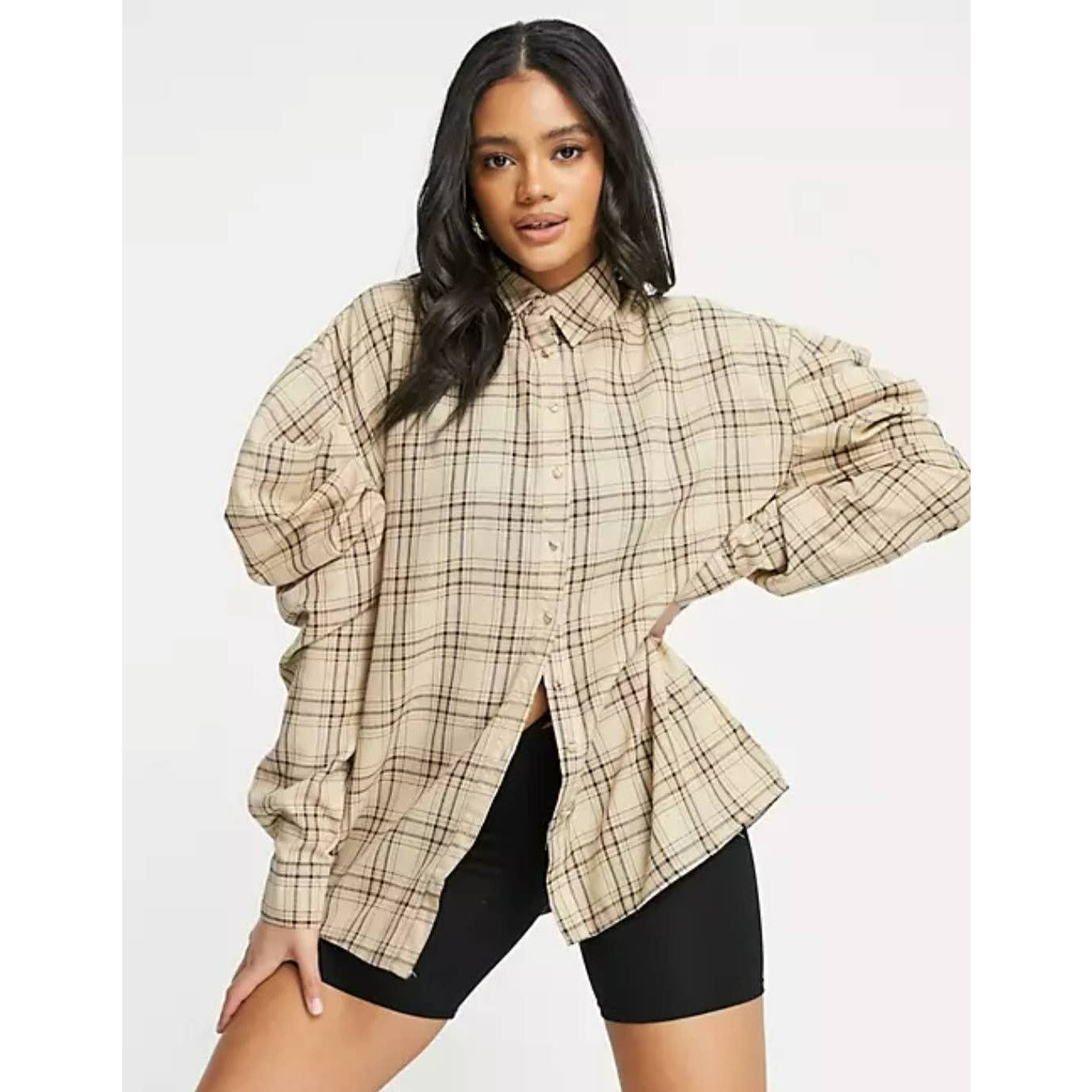Misguided oversized poplin shirt with volume sleeves size 4