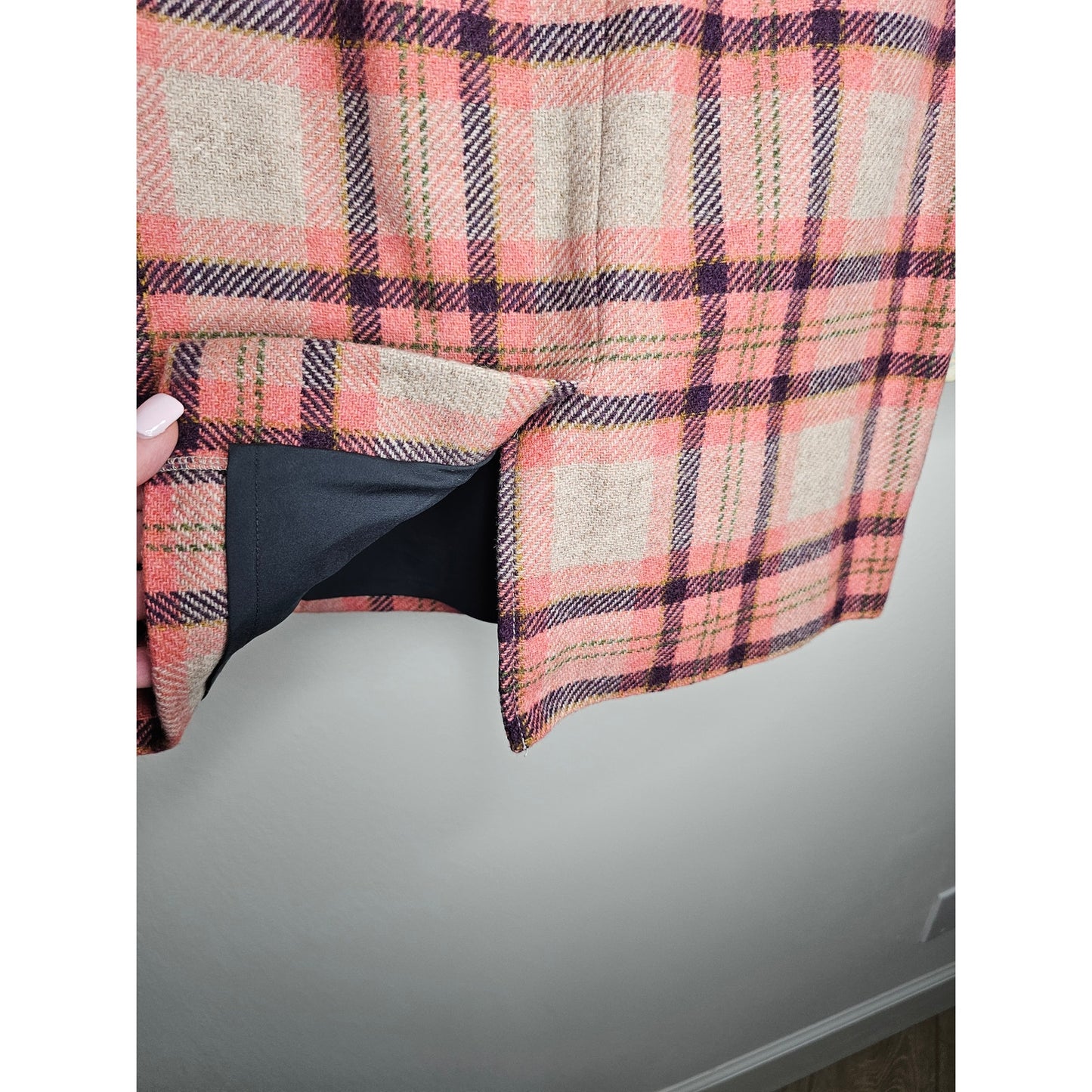 L.L. Bean lined Wool Blend Plaid Favorite Fit Skirt size 8 petite