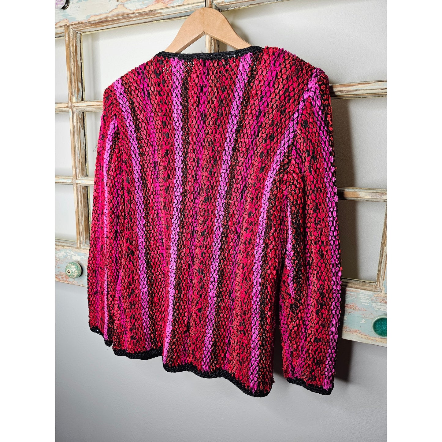 Vintage Estelle Gracer Fiber Artist Hand Woven Cardigan size large