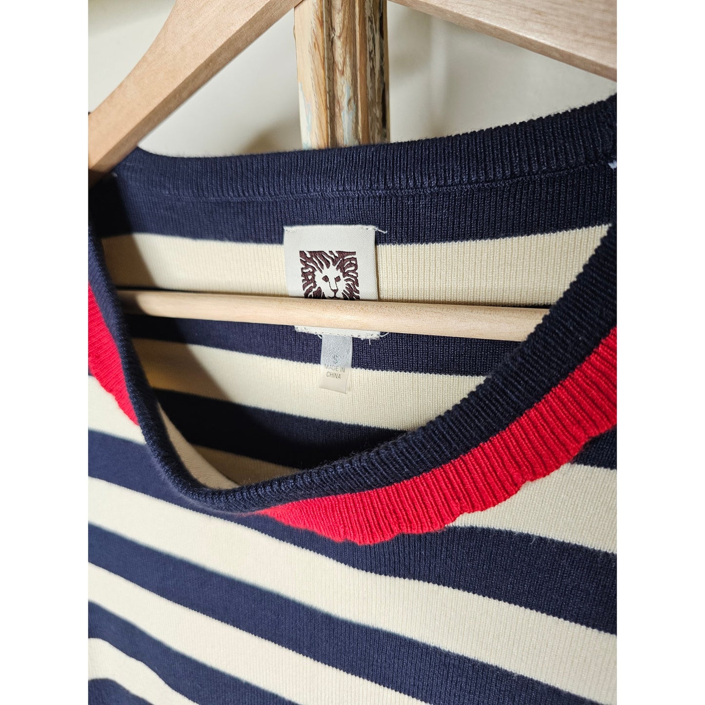 Red/Cream/ Blue Patriotic Preppy Heavy Knit Dress Ladies size Small